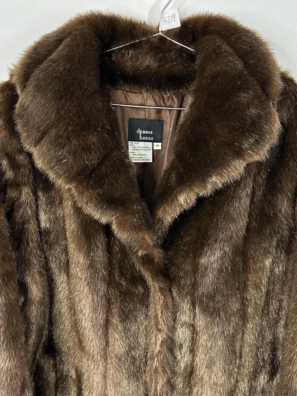 1X Dennis Basso - Vintage Brown Faux Fur Coat